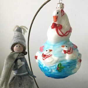 ✨NEW! Authentic Christopher Radko EARTH GLOBE SWAN LAKE Handmade Glass Ornament✨